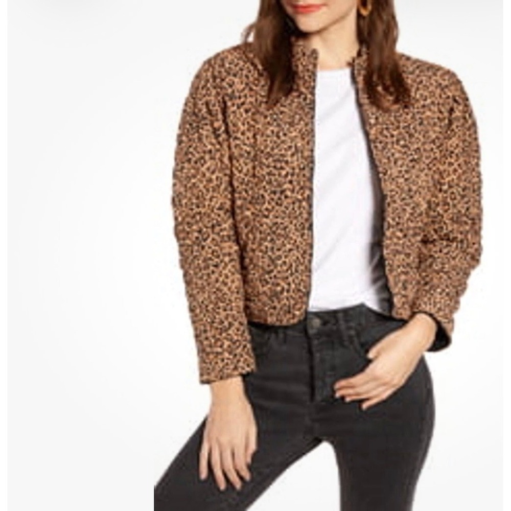 Something Navy Reversible Quilted Leopard Jacket Size XXL Black Animal Print NWT